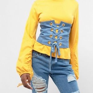 NWT... LACE UP DENIM CORSET
